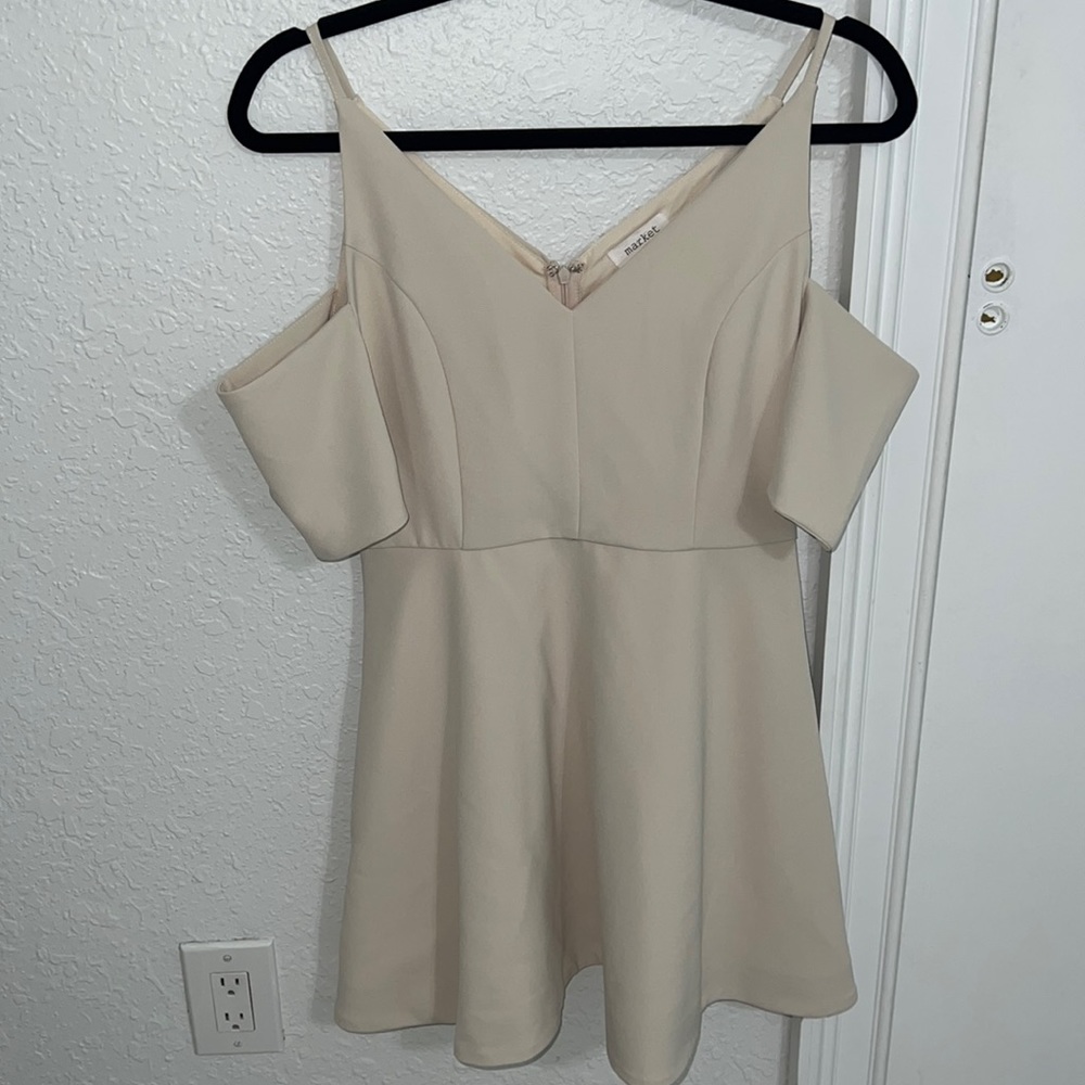 Cream dress with arm slips